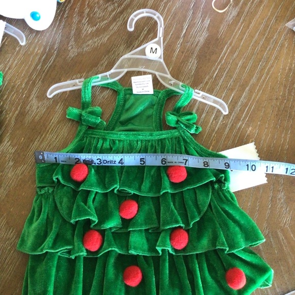 Pet Spirit Christmas Tree Dog Dress Costume Green Red Pom Poms Dog Clothing - Picture 9 of 10